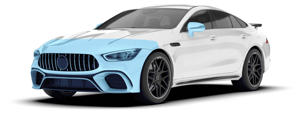 Partial front of car diagram that showcases where PPF will be installed